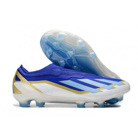 adidas Fotbollsskor X Crazyfast 1 Snörlösa FG Messi Spark Gen10s - Lucid Blue Blue Burst Vit