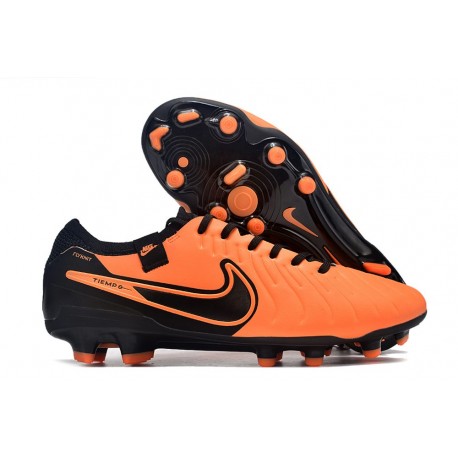 Nike Tiempo Legend 10 Elite Fotbollssko för Gräs Orange Svart