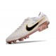 Nike Tiempo Legend 10 Elite Fotbollssko för Gräs Vit Guld Svart