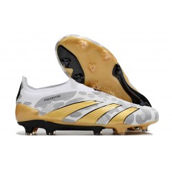 adidas Predator Elite Snörlösa FG Guld Vit Grå