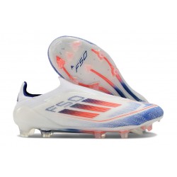 Adidas F50 Elite Snörlös FG Herrar Vit Blå Röd