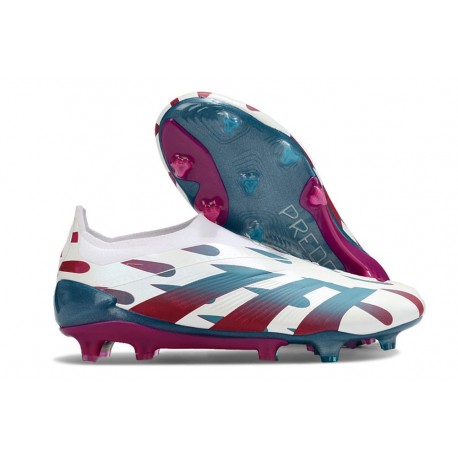 adidas Predator Elite Snörlösa FG Vit Röd Blå