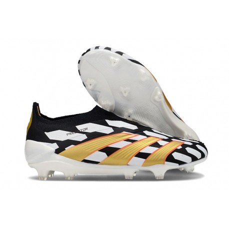 adidas Predator Elite Snörlösa FG Svart Vit Guld