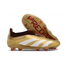 adidas Predator Elite Snörlösa FG Guld Vit Röd