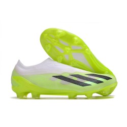 adidas Fotbollsskor X Crazyfast 1 Snörlösa FG Crazyrush - Vit Svart Lucid Lemon