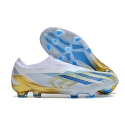 adidas Fotbollsskor X Crazyfast 1 Snörlösa FG Vit Blå Guld