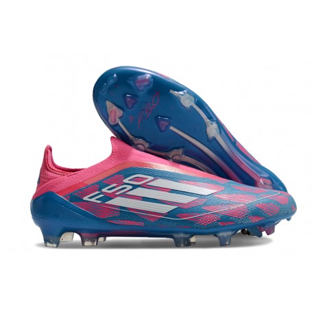 Adidas F50 Elite Snörlös FG Blå Vit Rosa